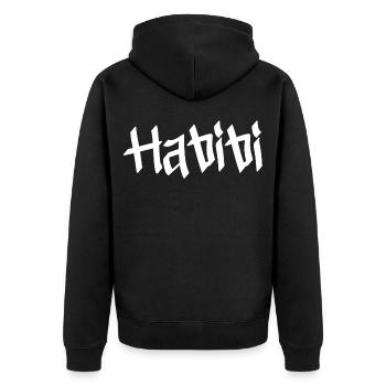 Habibi - Unisex Premium Bio Zip Hoodie - Schwarz - Hinten - Nico (187cm)