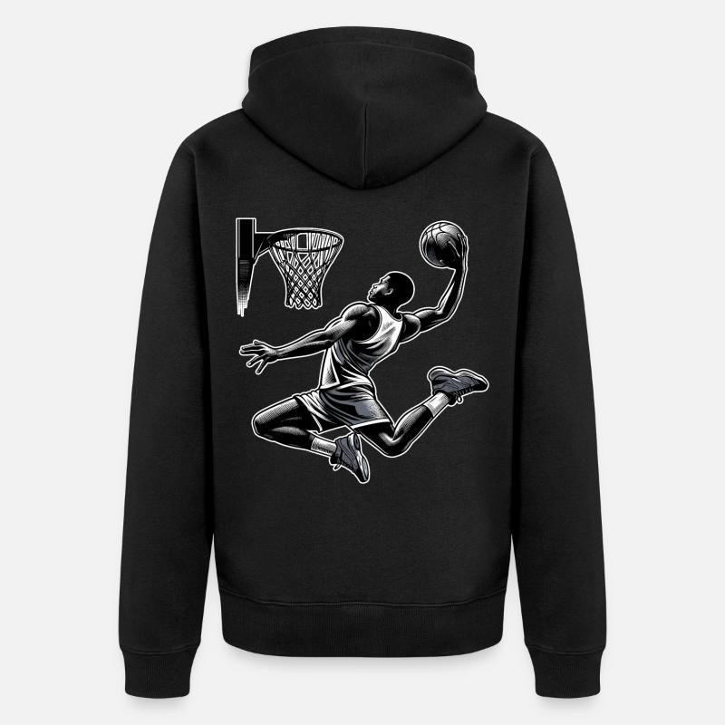 Basketball Dunking Geschenk - Unisex Premium Bio Zip Hoodie - Schwarz