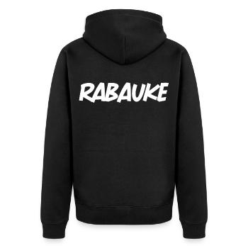 Rabauke - Unisex Premium Bio Zip Hoodie - Schwarz - Hinten - Nico (187cm)