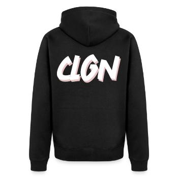 Cologne - CLGN - Unisex Premium Organic Zip Hoodie - black - Back - Nico (187cm)