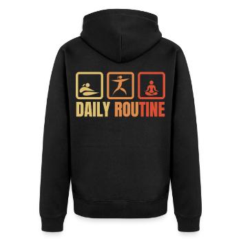 Daily Yoga Routine - Unisex Premium Organic Zip Hoodie - black - Back - Nico (187cm)