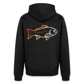 Dessin de poisson vintage - Veste à capuche bio Premium Unisexe - noir - Dos - Nico (187cm)