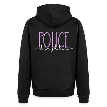 Polizist stolze Tochter süßes Geschenk - Unisex Premium Bio Zip Hoodie - Schwarz - Hinten - Nico (187cm)