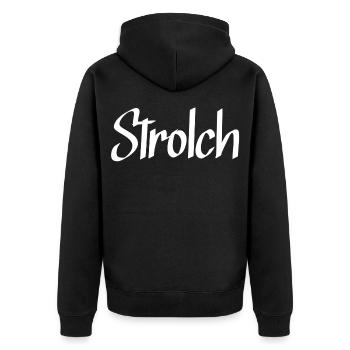 Strolch - Unisex Premium Bio Zip Hoodie - Schwarz - Hinten - Nico (187cm)