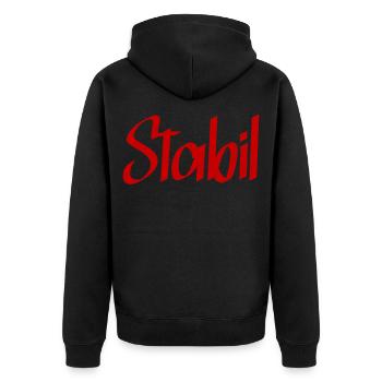 Stabil - Unisex Premium Bio Zip Hoodie - Schwarz - Hinten - Nico (187cm)