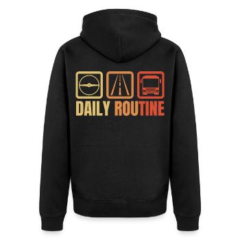 Busfahrer Tagesablauf - Unisex Premium Bio Zip Hoodie - Schwarz - Hinten - Nico (187cm)