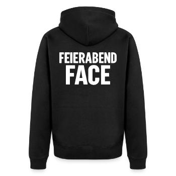 FEIERABEND FACE - Unisex Premium Bio Zip Hoodie - Schwarz - Hinten - Nico (187cm)