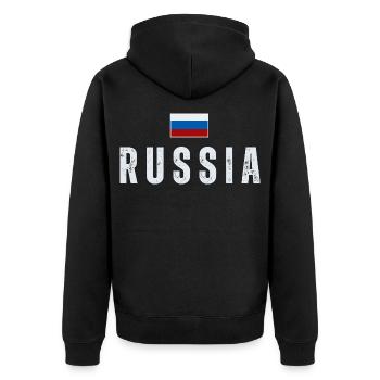 Drapeau russe, fierté russe - Veste à capuche bio Premium Unisexe - noir - Dos - Nico (187cm)
