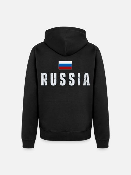 Russian flag, Russian pride - Unisex Premium Organic Zip Hoodie - black