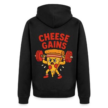 Käsig, kräftig, krass - Unisex Premium Bio Zip Hoodie - Schwarz - Hinten - Nico (187cm)