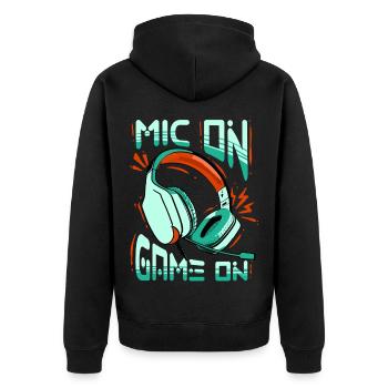 Commentator Sports Presenter - Unisex Premium Organic Zip Hoodie - black - Back - Nico (187cm)