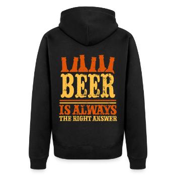 Bier Beer Is Always The Right Answer - Unisex Premium Bio Zip Hoodie - Schwarz - Hinten - Nico (187cm)