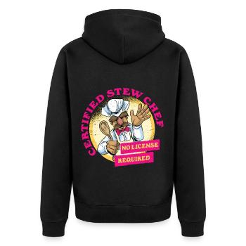 Gulasheintopf Beef Stew Certified Stew Chef - Unisex Premium Bio Zip Hoodie - Schwarz - Hinten - Nico (187cm)