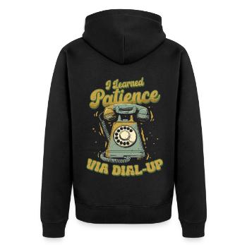 Années 90 Années 80 J’ai appris la patience via Dial Up - Veste à capuche bio Premium Unisexe - noir - Dos - Nico (187cm)