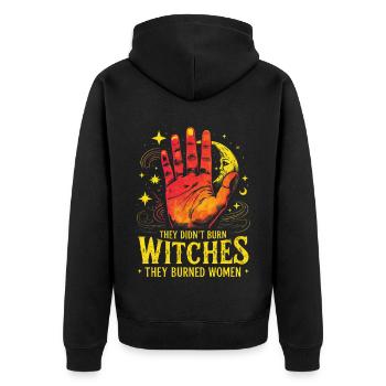 They Didn't Burn Witches Halloween Feminismus - Unisex Premium Bio Zip Hoodie - Schwarz - Hinten - Nico (187cm)