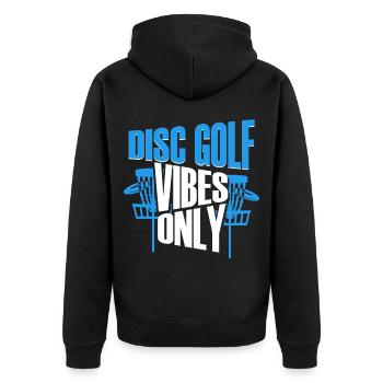 Disc Golf Vibes uniquement Discgolf - Veste à capuche bio Premium Unisexe - noir - Dos - Nico (187cm)