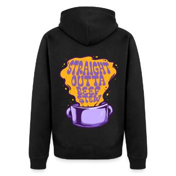Gulasheintopf Straight Outta Beef Stew - Unisex Premium Bio Zip Hoodie - Schwarz - Hinten - Nico (187cm)