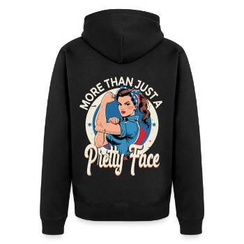 Feminismus Feministin Feminist - Unisex Premium Bio Zip Hoodie - Schwarz - Hinten - Nico (187cm)