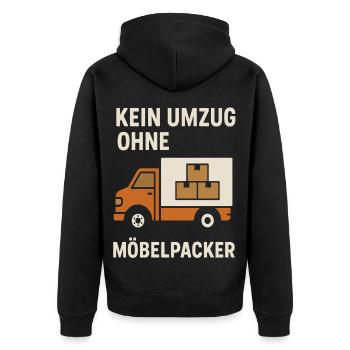 Umzug Möbelpacker Wohnung Helfer Unternehmen - Unisex Premium Bio Zip Hoodie - Schwarz - Hinten - Nico (187cm)