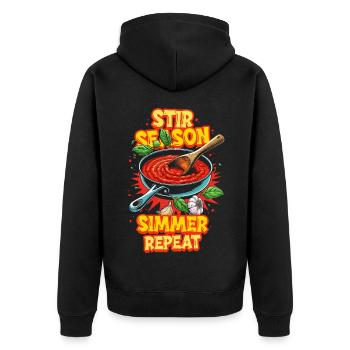 Marinara Stir Season Simmer - Unisex Premium Organic Zip Hoodie - black - Back - Nico (187cm)