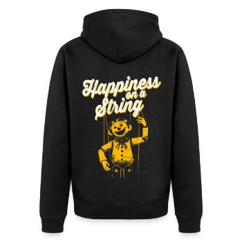Puppeteer Ventriloquist Happiness On A String - Unisex Premium Organic Zip Hoodie - black - Back - Nico (187cm)