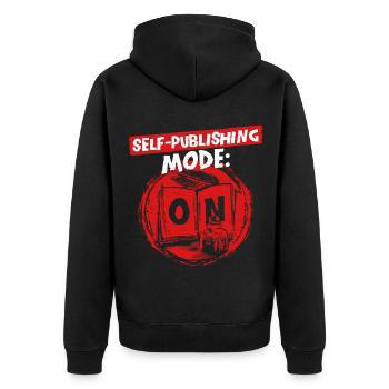 Author Authors Self Publishing Mode On - Unisex Premium Organic Zip Hoodie - black - Back - Nico (187cm)