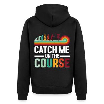 Disc Golf Discgolf Attrape-moi sur le parcours - Veste à capuche bio Premium Unisexe - noir - Dos - Nico (187cm)