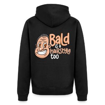 Baldness Hair Loss Bald Head - Unisex Premium Organic Zip Hoodie - black - Back - Nico (187cm)