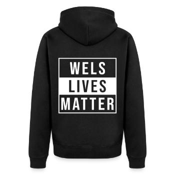 Wels Bayern Polizei Welse - Unisex Premium Bio Zip Hoodie - Schwarz - Hinten - Nico (187cm)