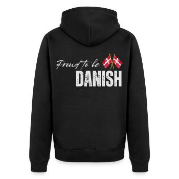 Proud Dane, I love Denmark - Unisex Premium Organic Zip Hoodie - black - Back - Nico (187cm)