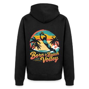 Beachvolleyball - Unisex Premium Bio Zip Hoodie - Schwarz - Hinten - Nico (187cm)