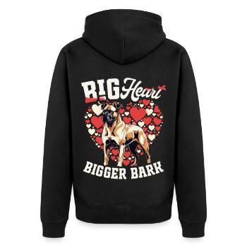 Kangal Hund Big Heart Bigger Bark - Unisex Premium Bio Zip Hoodie - Schwarz - Hinten - Nico (187cm)