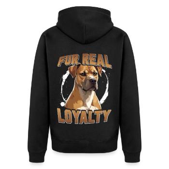 Kangal Hund Fur Real Loyalty - Unisex Premium Bio Zip Hoodie - Schwarz - Hinten - Nico (187cm)