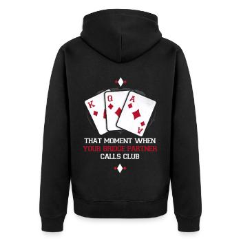 Bridge Players Bridge Partner Calls Club - Unisex Premium Organic Zip Hoodie - black - Back - Nico (187cm)