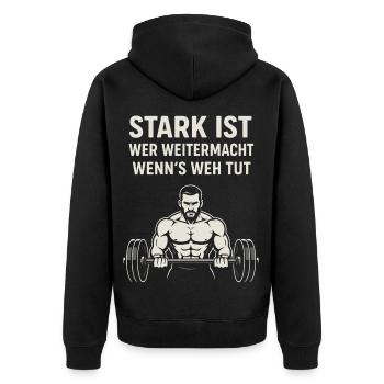 Chemise de fitness Gym Sport Style - Veste à capuche bio Premium Unisexe - noir - Dos - Nico (187cm)