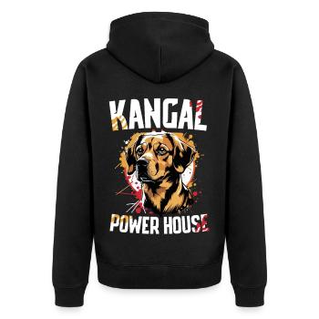 Kangal Power House Dog - Unisex Premium Organic Zip Hoodie - black - Back - Nico (187cm)