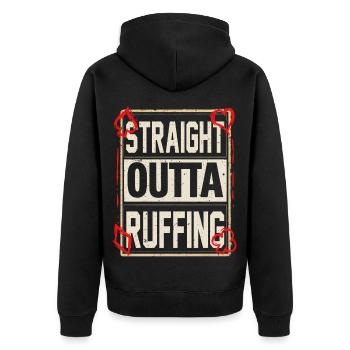 Bridge Spieler - Unisex Premium Bio Zip Hoodie - Schwarz - Hinten - Nico (187cm)