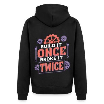 Engineer Engineering Sciences - Unisex Premium Organic Zip Hoodie - black - Back - Nico (187cm)