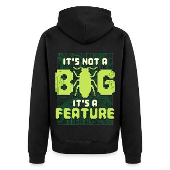 Ce n’est pas un bug, c’est un programmeur de fonctionnalités - Veste à capuche bio Premium Unisexe - noir - Dos - Nico (187cm)