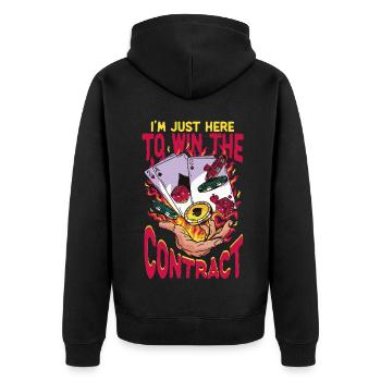 Bridge Player Just Here To Win The Contract - Unisex Premium Organic Zip Hoodie - black - Back - Nico (187cm)