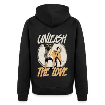 Kangal Hund - Unisex Premium Bio Zip Hoodie - Schwarz - Hinten - Nico (187cm)