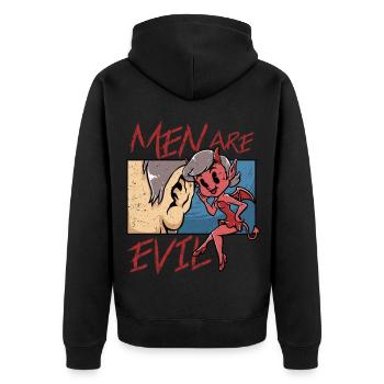 Okkultismus Dämonologie Tarot Men Are Evil - Unisex Premium Bio Zip Hoodie - Schwarz - Hinten - Nico (187cm)