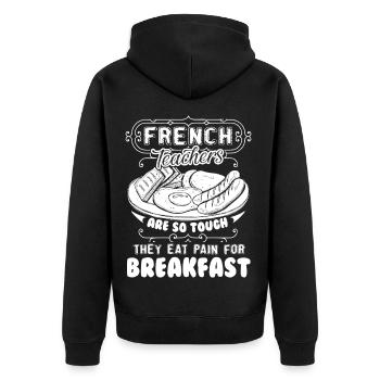 French Teacher So Touch - Unisex Premium Organic Zip Hoodie - black - Back - Nico (187cm)