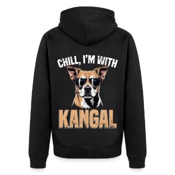 Kangal Hund I'm With Kangal - Unisex Premium Bio Zip Hoodie - Schwarz - Hinten - Nico (187cm)