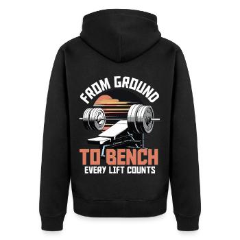Chest Training Bodybuilders From Ground To Bench - Unisex Premium Organic Zip Hoodie - black - Back - Nico (187cm)