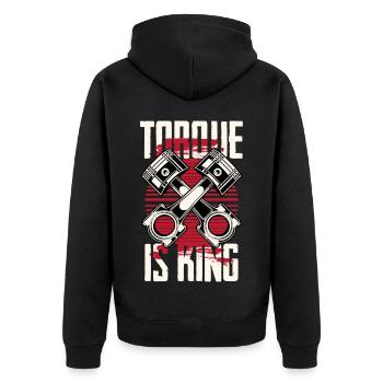 Petrolhead Auto Tuning Motorsport Torque Is King - Unisex Premium Bio Zip Hoodie - Schwarz - Hinten - Nico (187cm)