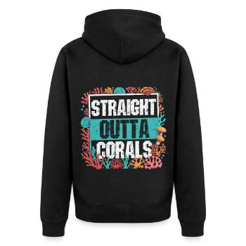 Coral Farming Straight Outta Corals - Unisex Premium Organic Zip Hoodie - black - Back - Nico (187cm)