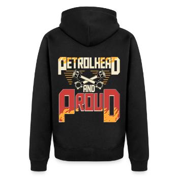 Petrolhead And Proud Auto Tuning Motorsport - Unisex Premium Bio Zip Hoodie - Schwarz - Hinten - Nico (187cm)