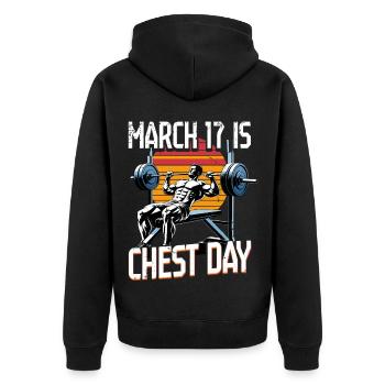 Chest Training Bodybuilders 17 March - Unisex Premium Organic Zip Hoodie - black - Back - Nico (187cm)