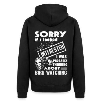 Thinking About Bird Watching - Unisex Premium Organic Zip Hoodie - black - Back - Nico (187cm)